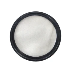 6" Tri-Clamp Screen Gasket, 350 Mesh 40 Micron, black gasket ring with fine mesh screen, top view