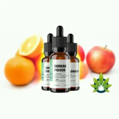 FloraPlex Terpene Blends 0.5 oz (15 mL), three brown glass dropper bottles with orange and apple backdrop