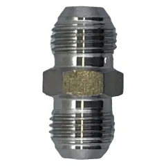 3/8" Male to Male JIC Fitting, stainless union with flared threaded ends and hex centre