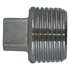 1/4" End Plug Fitting, small stainless square-head threaded plug, side view