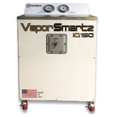 PDX Gold VaporSMARTZ iQ150 Recovery Pump, white cabinet with two gauges on top and red caster wheels