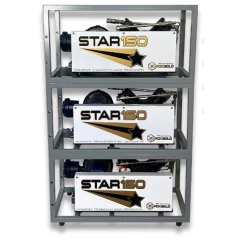 PDX Gold 3x STAR-150 Pumps and Hardware Kit, three pump units stacked in a tall grey steel rack